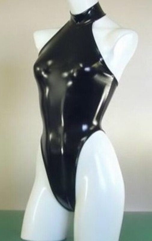 Women's sexy halter-neck backless one piece PVC elastic body shapers bodysuit