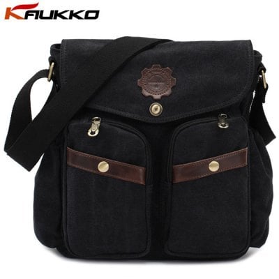 Kaukko 6l 100% canvas casual single bag for men/women - black/khaki/army green