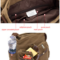 KAUKKO 6L 100% Canvas Casual Single Bag for Men/Women - Black/Khaki/Army Green - Thumbnail 3