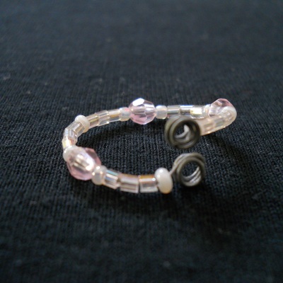 Pale pink wire bead ring