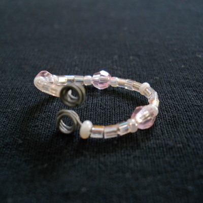 Pale pink wire bead ring