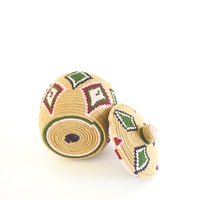  SOLD SOLD SOLD Berber Basket Handwoven Vintage Moroccan Wool Lidded Basket - Thumbnail 2