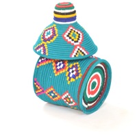 Berber Basket Handwoven Vintage Moroccan Wool Lidded Basket - Thumbnail 4