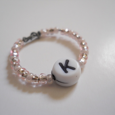 Letter k bead ring