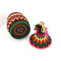  SOLD SOLD SOLD Berber Basket Handwoven Vintage Moroccan Wool Lidded Basket - Thumbnail 1