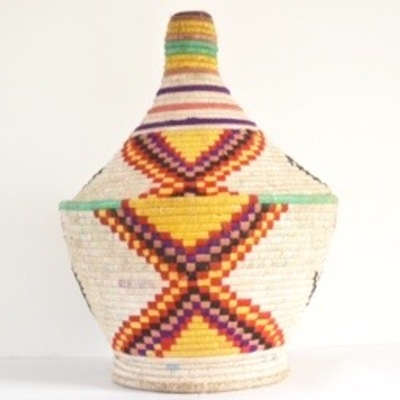  sold sold sold berber basket handwoven vintage moroccan wool lidded basket
