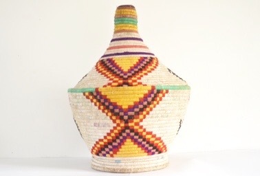  SOLD SOLD SOLD Berber Basket Handwoven Vintage Moroccan Wool Lidded Basket
