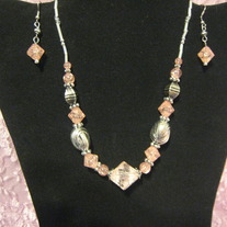 Pink Acrylic & Steel Necklace Set