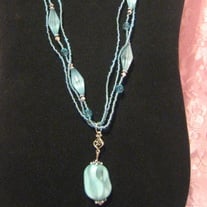 Blue Acrylic & Glass Necklace Set