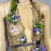 Sirens Of The Sea Purple Green Ariel Netted Siren Mermaid Halter Top Dance Costume Rave Halloween - Thumbnail 3