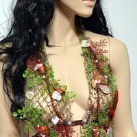 Sirens Of The Sea Red Netted Siren Mermaid Halter Top Dance Costume Rave Halloween - Thumbnail 4