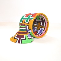  SOLD SOLD SOLD Berber Basket Handwoven Vintage Moroccan Wool Lidded Basket - Thumbnail 2