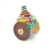  SOLD SOLD SOLD Berber Basket Handwoven Vintage Moroccan Wool Lidded Basket - Thumbnail 3
