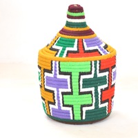  SOLD SOLD SOLD Berber Basket Handwoven Vintage Moroccan Wool Lidded Basket - Thumbnail 4