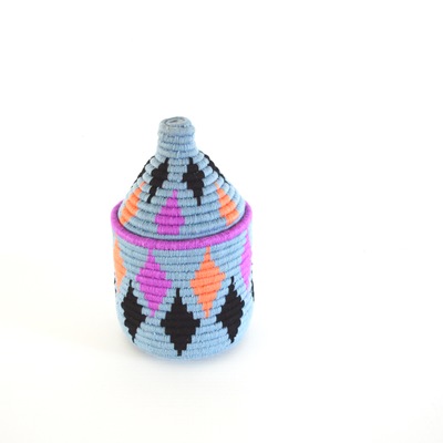 berber basket handwoven vintage moroccan wool lidded basket