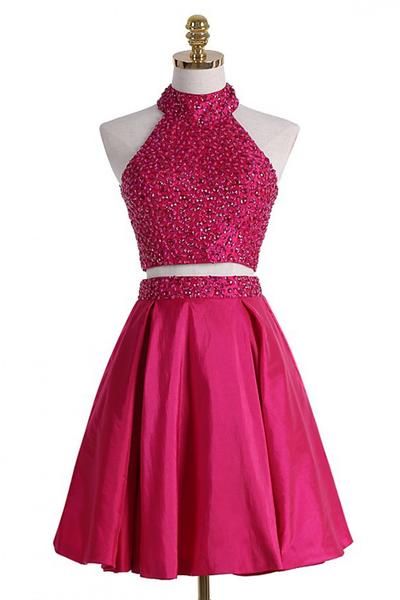 Real Made Halter Beading Homecoming Dresses,Sexy Party Dress,Charming Homecoming Dress,Graduation Dress,Homecoming Dress,D07