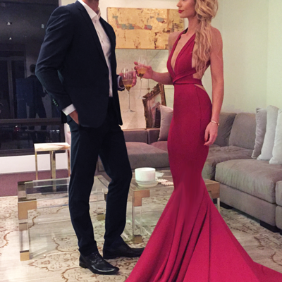 Formal sexy red mermaid long prom/evening dress , backless prom dress - Thumbnail 4