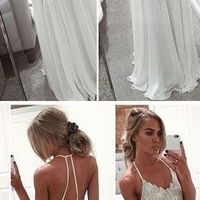 Charming Chiffon White Backless sexy Prom Dresses cheap evening dress, Formal Dress.  - Thumbnail 1