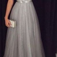 A Line Tulle Grey Prom Dresses Modest Evening Dress With Sparkle Beads Formal Gowns,cheap prom dress - Thumbnail 1