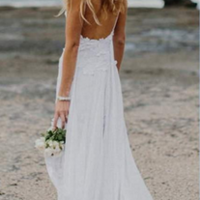 Spaghetti straps Sexy Beach Wedding Dresses,Long Wedding Dresses,Backless Wedding Dresses,lace wedding dress - Thumbnail 1