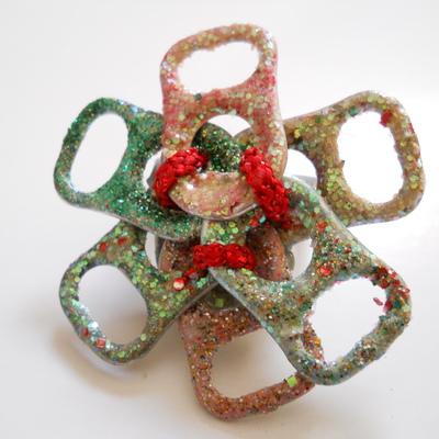 Pink and green tab ring