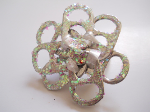 White Glitter Tab Ring