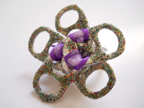 Silver Glitter Tab Ring