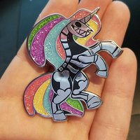 Silver Bone Unicorn Pin - Thumbnail 1