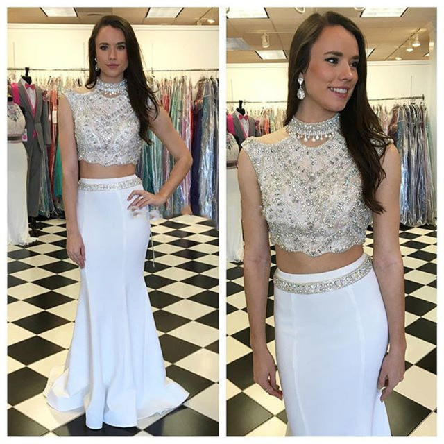 high neck two piece dress