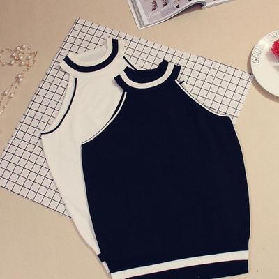 Knitted tank top (black/white) - Thumbnail 5