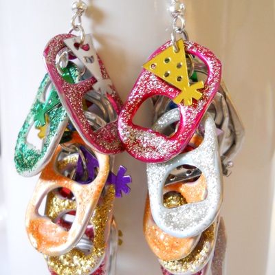 Tab and sequin earrings
