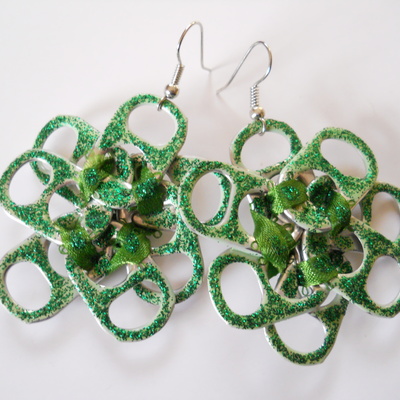 Shamrock green tab earrings