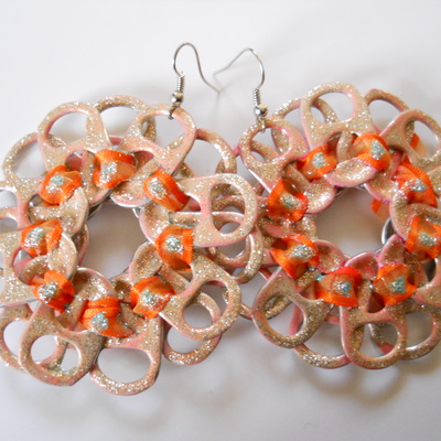 Peaches and cream tab earrings