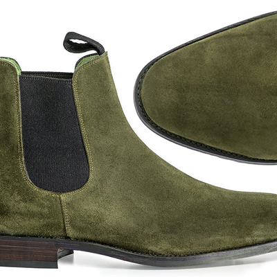 Handmade chelsea suede boots, chelsea boot for men's green fashion ankle boots