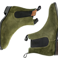 Handmade Chelsea Suede Boots, Chelsea Boot For Men's Green Fashion Ankle Boots - Thumbnail 1