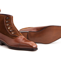 Handmade Ankle High Brown Tan Lace Up Shoes, Men Ankle Boots - Thumbnail 1