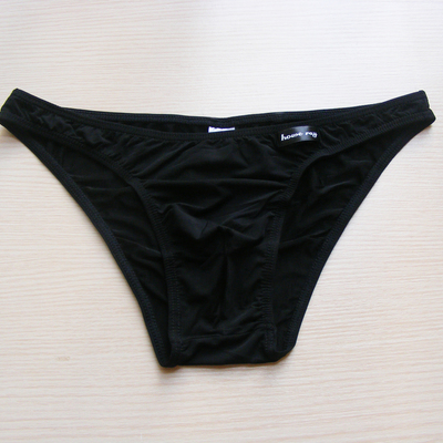2pk black men's sexy underwear gauze transparent low rise briefs underpants panties #b318