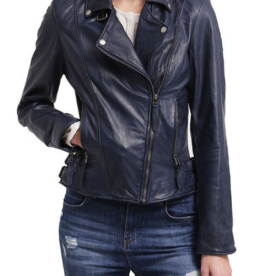 Brand new women's motorcycle fashion original leather slim fit jacket