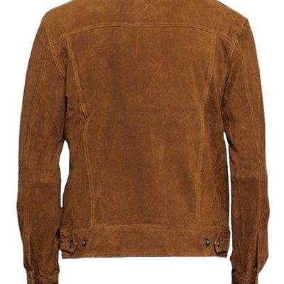 Mens new western native america brown suede leather jacket men