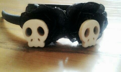 Ghastly bella nightmare twin stone skull and black flower headband