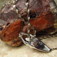 Sterling Silver Earth Goddess Pendant,Agate,  MoonStone, Hand Sculpted, Earth Mother,  Goddess Jewelry  Necklace - Thumbnail 2