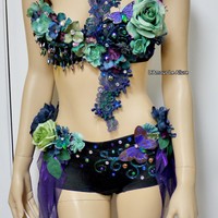 Dark Fairy Costume Cosplay Dance Rave Bra Halloween Burlesque Show Girl Photo prop - Thumbnail 2