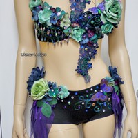 Dark Fairy Costume Cosplay Dance Rave Bra Halloween Burlesque Show Girl Photo prop - Thumbnail 3