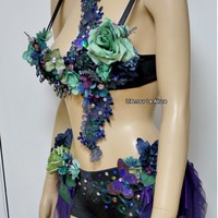 Dark Fairy Costume Cosplay Dance Rave Bra Halloween Burlesque Show Girl Photo prop - Thumbnail 1