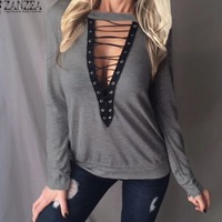 Lace Up Blouse - Thumbnail 2
