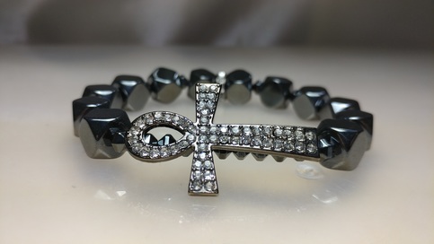 Hematite Ankh Bracelet (Mens) 