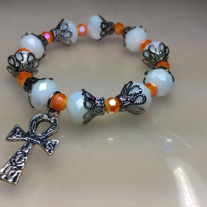 Glass Crystal Bracelet w/Ankh charm 