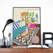 Home Series1, home, interior, living room, illustration, trendy, art print