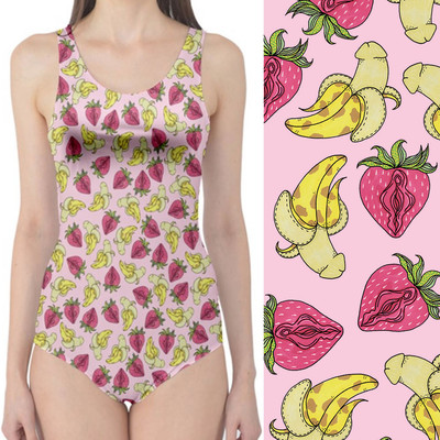 Summer fruits full piece swimsuit 