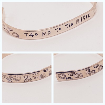 Take Me To The Music Hand Stamped Bracelet